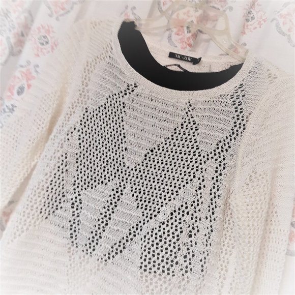 SALE EUC Beautiful Nic+Zoe Crochet Sweater Size PP - Picture 7 of 8